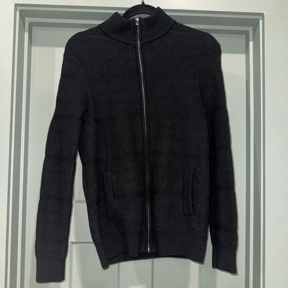 Christian Lacroix Women’s Black 100%Merino Wool Full Zip Jacket Sweater Size M - Picture 10 of 12